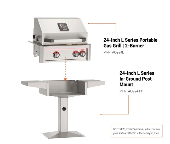 American Outdoor Grills by Fire Magic 24-Inch T Series Post Mount Gas Grill | 2-Burner