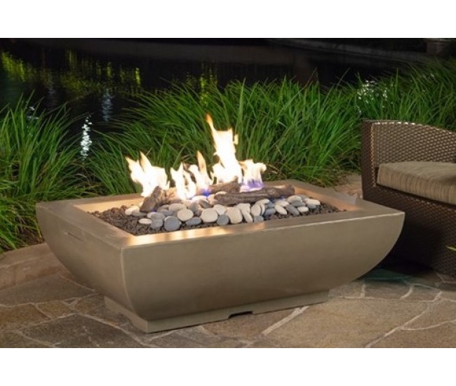 American Fyre Designs Light Basalt Bordeaux Rectangle Fire Bowl