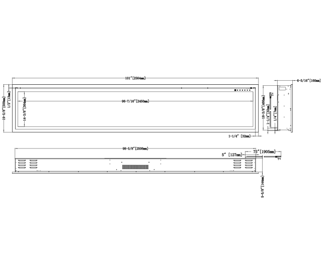 Modern Flames 100-inch Orion Slim Virtual Electric Fireplace