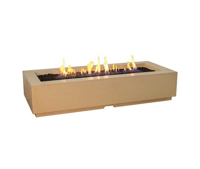 American Fyre Designs Cafe Blanco Louvre Long Rectangle Fire Pit
